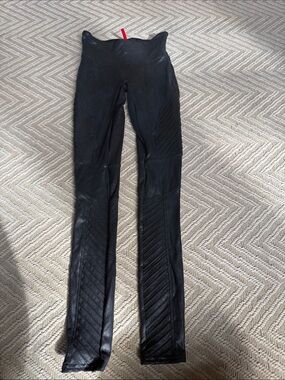Spanx XS faux leather moto leggings